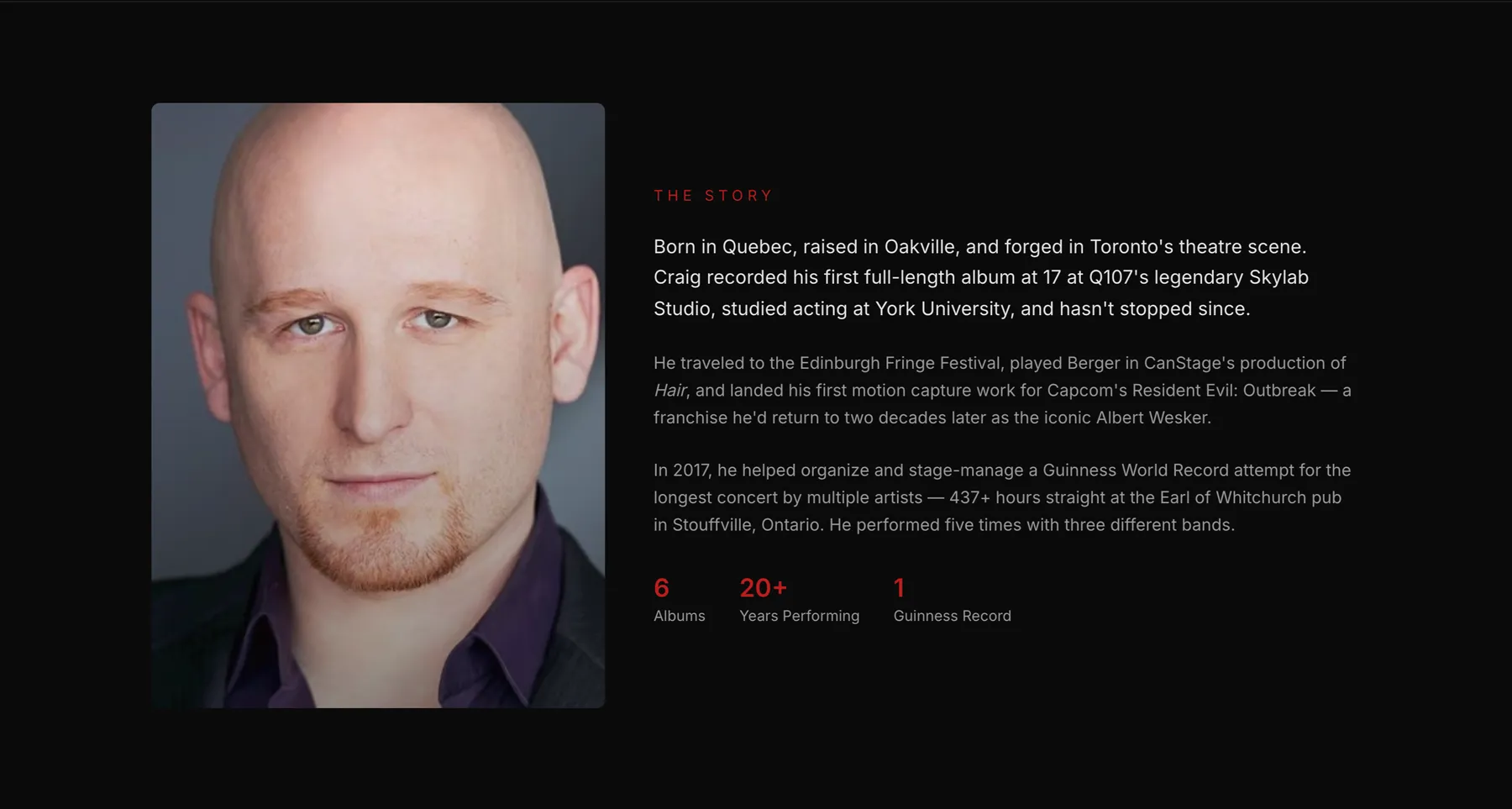 The story section of craigburnatowski.com